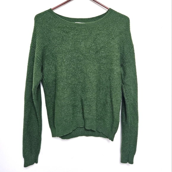 Wilfred Free Aritzia Sz M 100% Merino Wool Green Waffle Knit Women's  Sweater - Picture 1 of 7